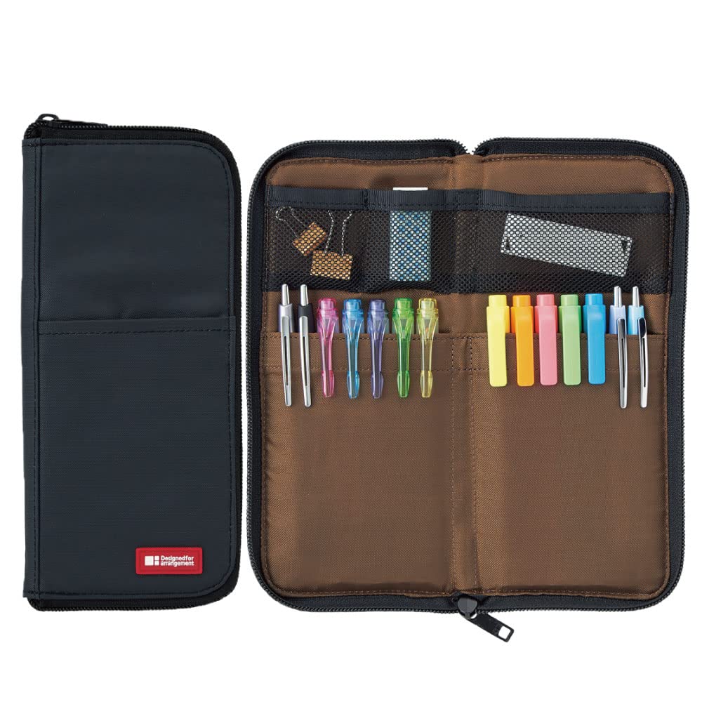 Lihit Lab Slim Pen/Pencil Pouch, 0.7    3.9    8.5 Inches, Black (A7652-24)