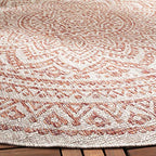 Safavieh Courtyard Collection 4' Round Light Grey/Black Cy8734 Indoor/ Outdoor Waterproof Easy Cleaning Patio Backyard Mudroom Area Rug
