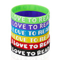 Willbond I Love To Read Rubber Bracelets Motivational Rubber Wristband Colorful Silicone Bracelets For Christmas Child Classroom