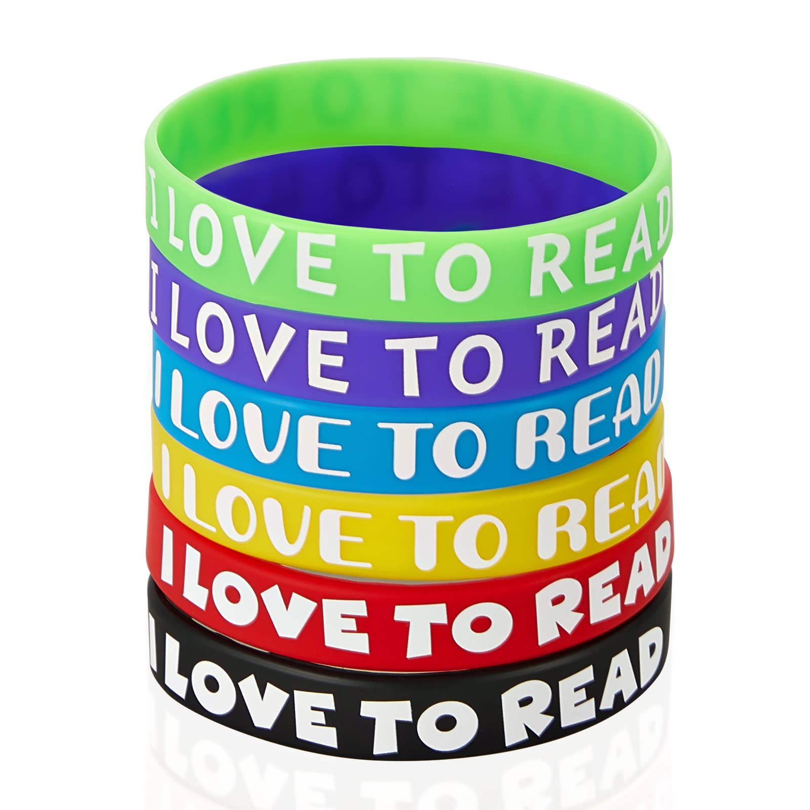 Willbond I Love To Read Rubber Bracelets Motivational Rubber Wristband Colorful Silicone Bracelets For Christmas Child Classroom