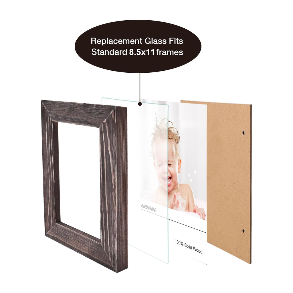Egofine 8.5X11 Heat-Strengthened Glass Replacement For Picture Frame (Crystal Clear, 2 Pack), Replacement Glass For 8.5 By 11 Ph