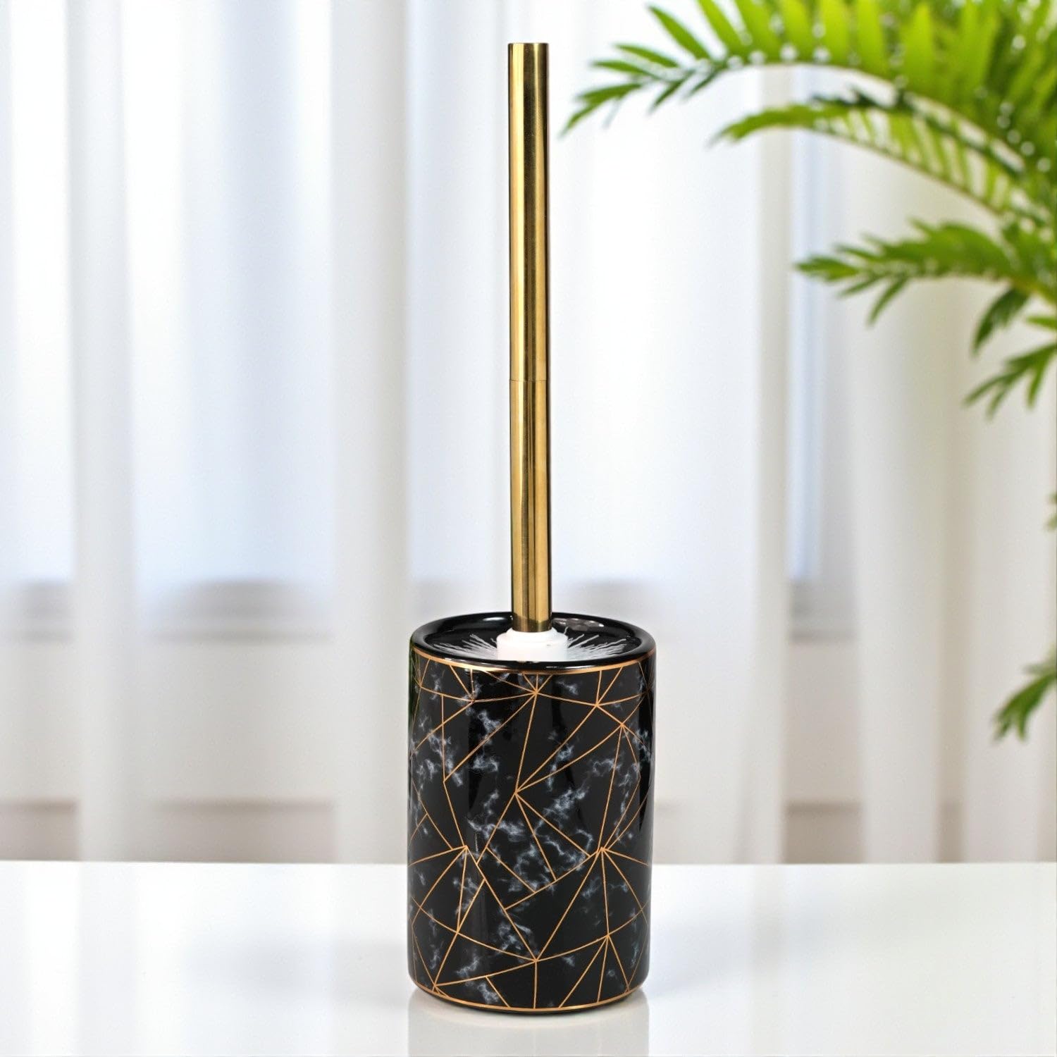 Sasasa Ceramic Toilet Brush With Holder | Bathroom Toilet Cleaner Brush Set With Sturdy Handle & Durable Ceramic Stand | Bathroo