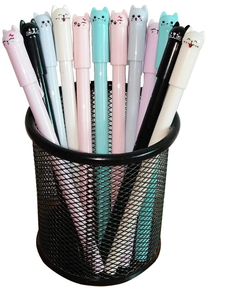 Sencoo Girl Cute Pens Kawaii Pen Cute Cat Pen 0.5 Mm Gel Pens Black Ball Point Pens For School Office Supplies (12 Cat)
