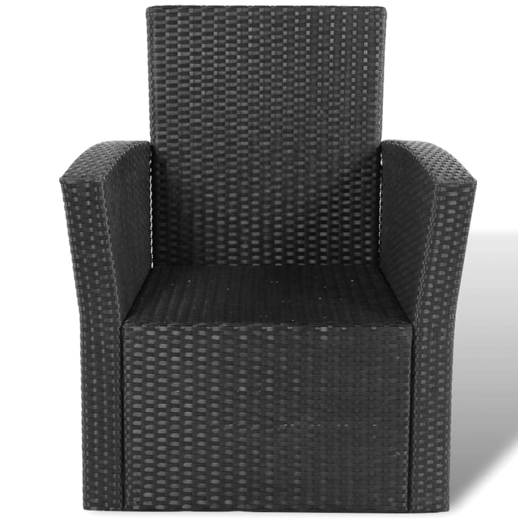 vidaXL Patio Sofa Set 4 Piece, Sectional Sofa for Outdoor Backyard, Couch with Cushions, Patio Furniture Set with Table, Poly Rattan Black