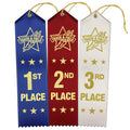 Ribbonsnow Track & Field Ribbons 1St - 2Nd - 3Rd Place, 75 Total Ribbons - 25 Each Place With Card & String