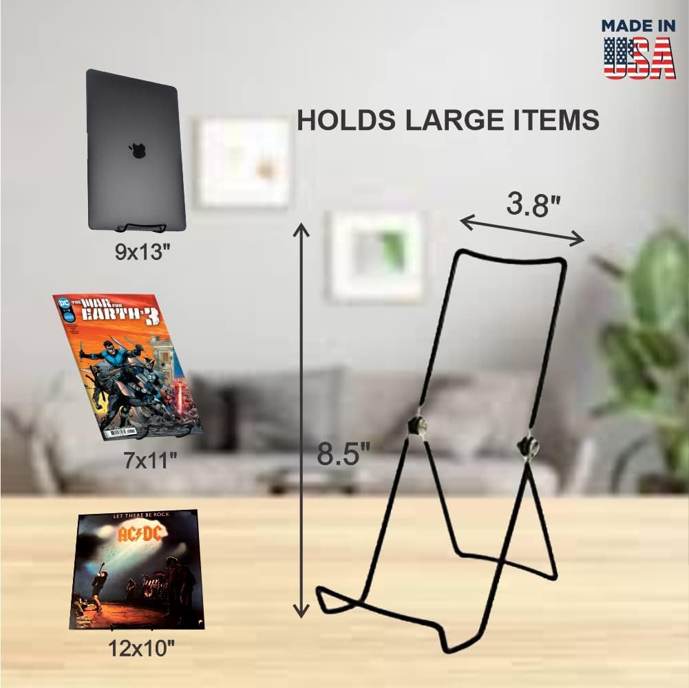 Kingdom Solutions Made In Usa 4-Pack Sturdy & Durable Adjustable Metal Easels To Display Books, Frames, Comics, Plates & More -
