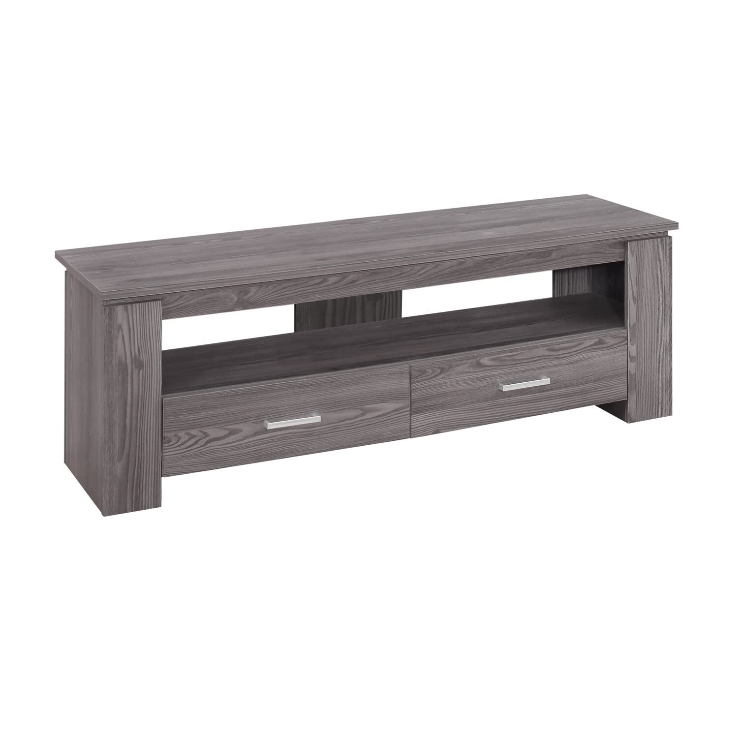 Monarch Specialties I TV STAND-48 L 2 Storage Drawers, Grey