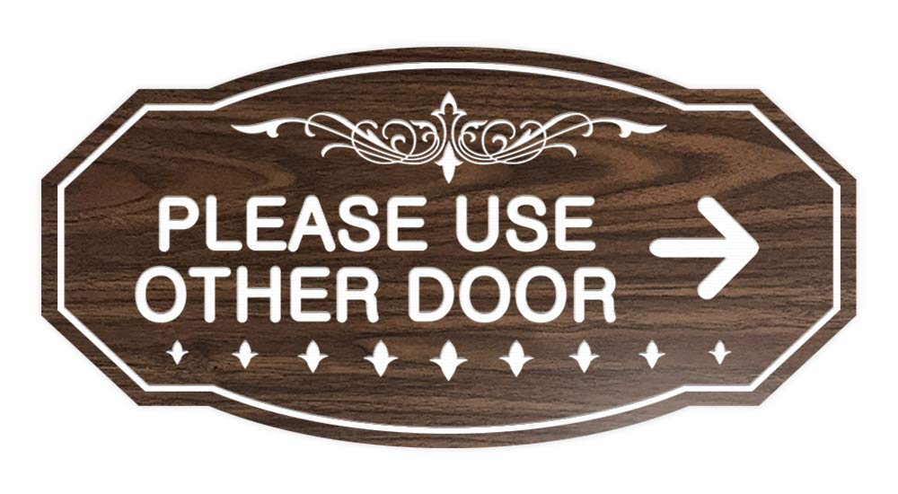 Signs Bylita Victorian Please Use Other Door Right Arrow Sign (Walnut) - Small 1 Pack
