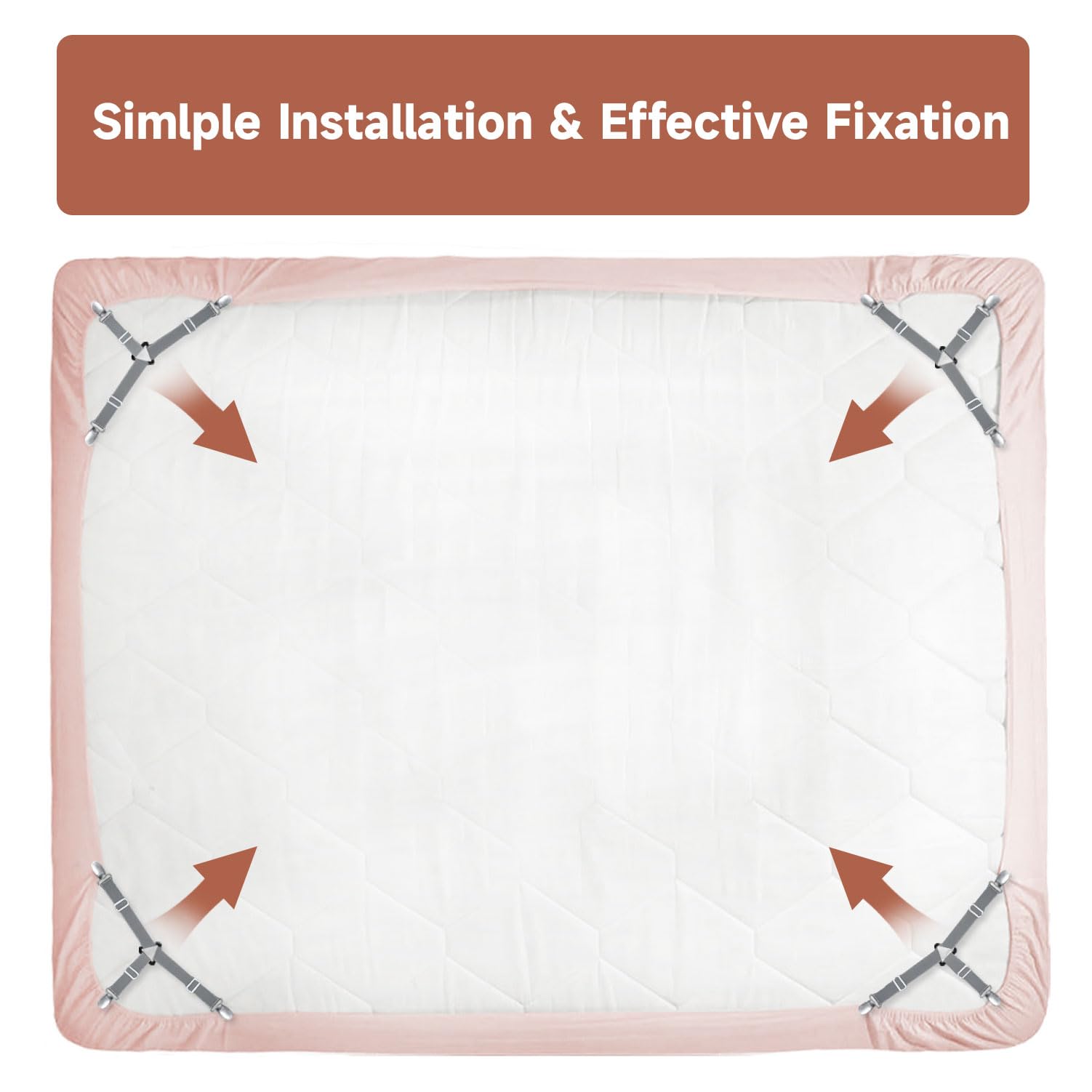 Bozenu Bed Sheet Straps, Upgrade Fitted Bed Sheet Holders For Corners, Non Slip Sheet Clips Grey 8Pcs