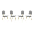Modway Ponder Mid-Century Modern Performance Velvet, Four Lounge Chairs, Gray
