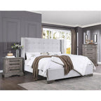 Acme Artesia Tufted Fabric Queen Bed in Tan and Salvaged Natural