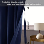 Jiuzhen Blackout Curtains For Bedroom - Light Blocking And Noise Reducing Grommet Room Darkening Curtains 84 Inch Length 2 Panels Set (38 X 84 Inch, Navy Blue)