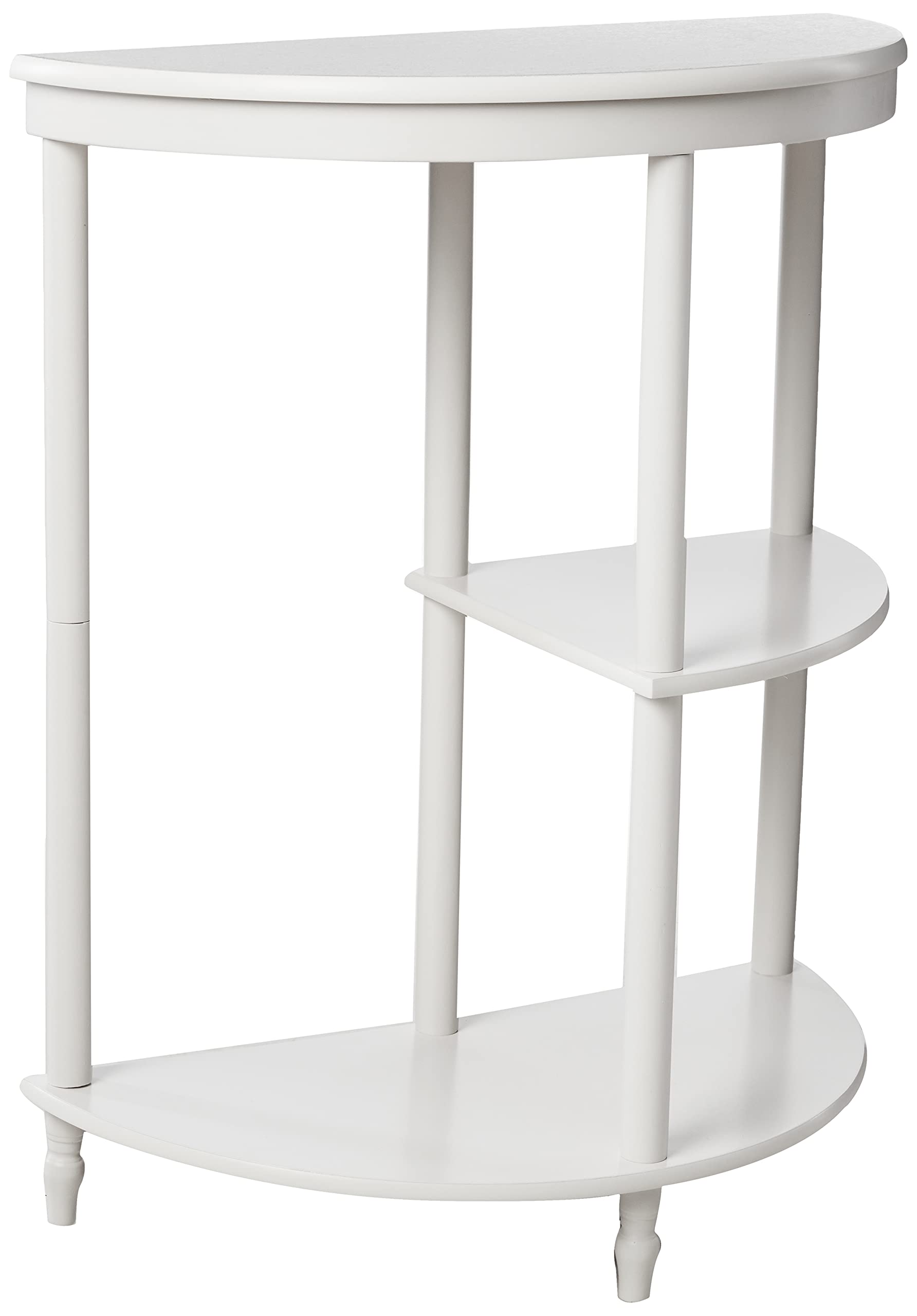 Frenchi Home Furnishing Half Moon Console Table, White, 14.38 in x 26.6 in x 6.5 in