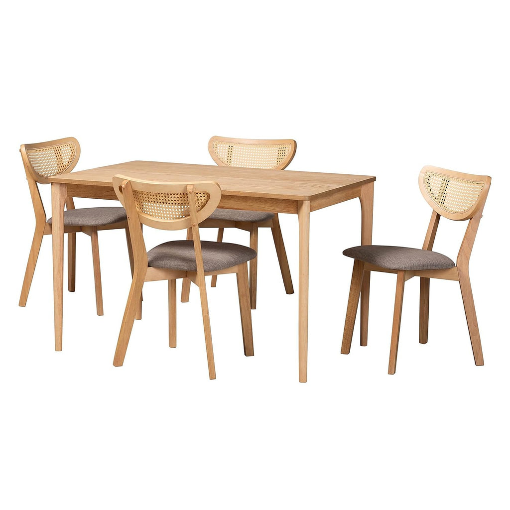 Baxton Studio Dannell 47.2-Inch W Dining Set, Grey/Natural Oak/Light Brown, 5-Piece (2361329413280Ht)