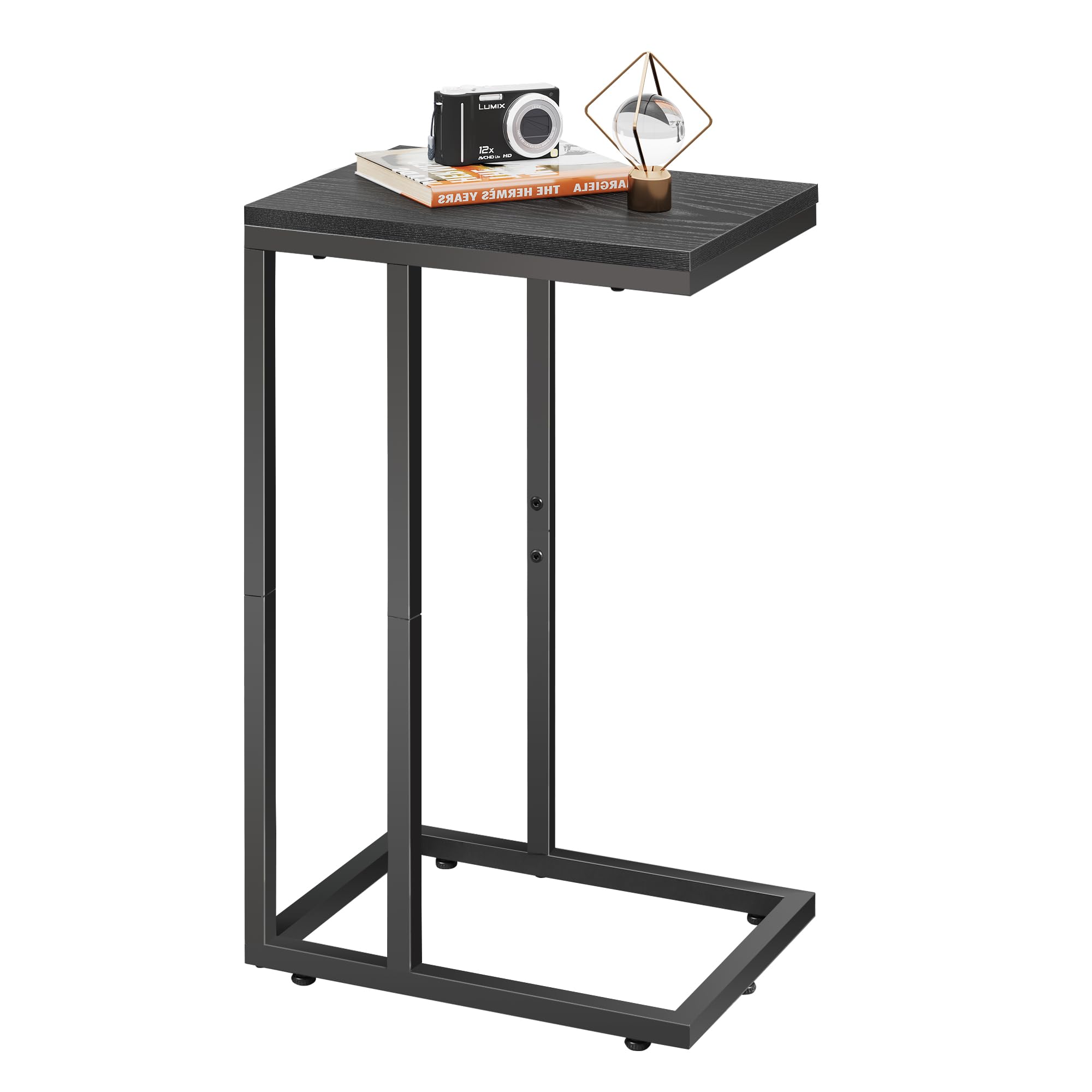 WLIVE Side Table, C Shaped End Table for Couch, Sofa and Bed, Large Desktop C Table for Living Room, Bedroom, Black