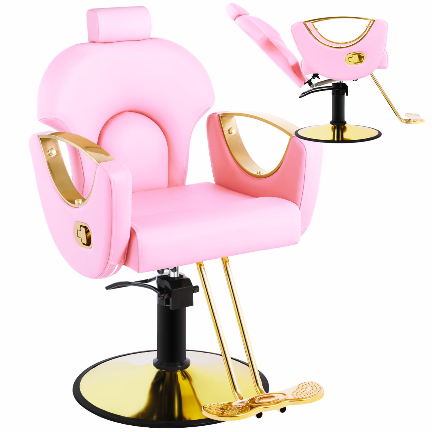 Mimwow Salon Chair, Reclining Salon Chair For Hair Stylist, Barber Chair With Heavy Duty Hydraulic Pump, Tattoo Braiding Beauty