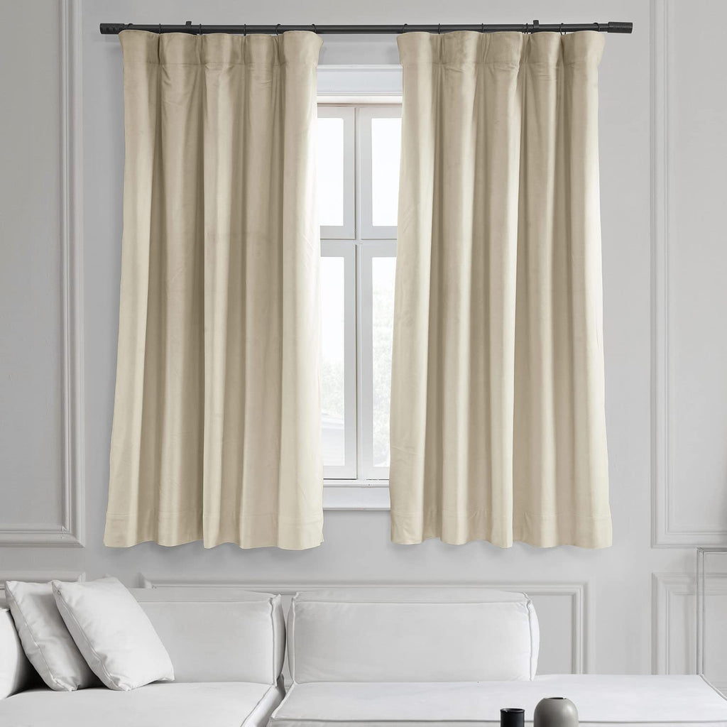 Hpd Half Price Drapes Signature Velvet Thermal Blackout Curtains For Living Room 63 Inch Long (1 Panel) Rod Pocket Insulated Blackout Curtains For Bedroom Window Curtains, 50W X 63L, Alabaster Beige