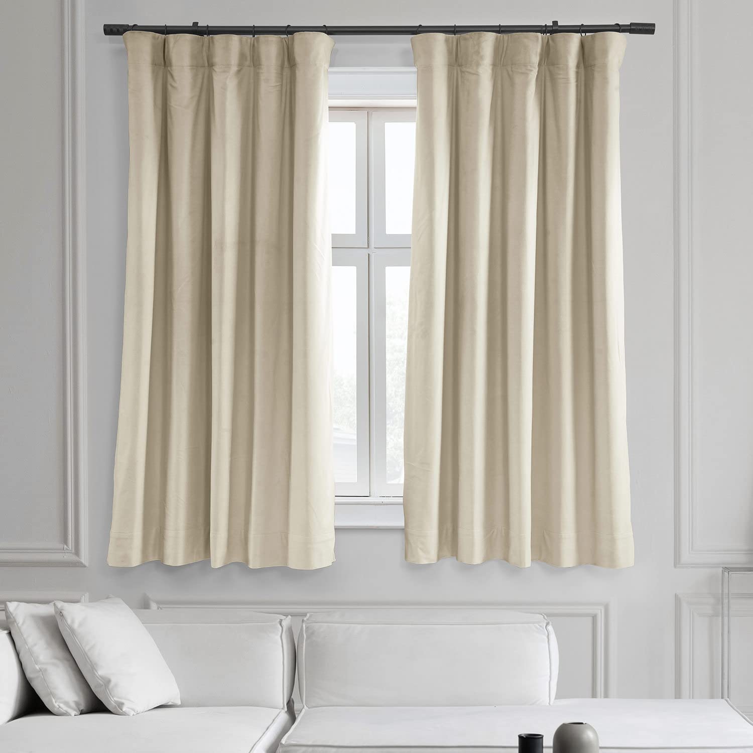 Hpd Half Price Drapes Signature Velvet Thermal Blackout Curtains For Living Room 63 Inch Long (1 Panel) Rod Pocket Insulated Blackout Curtains For Bedroom Window Curtains, 50W X 63L, Alabaster Beige