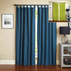 Blazing Needles Two-Tone Reversible Tab Top Twill Curtain Panels, 84" by 52", Indigo/Mojito Lime 2 Count