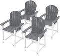 Otsun Outdoor Tall Adirondack Chairs Set Of 4, Patio Bar Stool Chair With High Back, 400Lbs, Widened Arms, All-Weather Balcony C