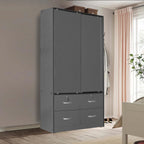 Better Home Products Sarah Modern Wood Double Sliding Door Armoire In Dark Gray