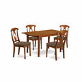 East West Furniture PSNA5-SBR-C 5 Piece Dinette Set for 4 Includes a Rectangle Room Table with Butterfly Leaf and 4 Linen Fabric Kitchen Dining Chairs, 32x60 Inch
