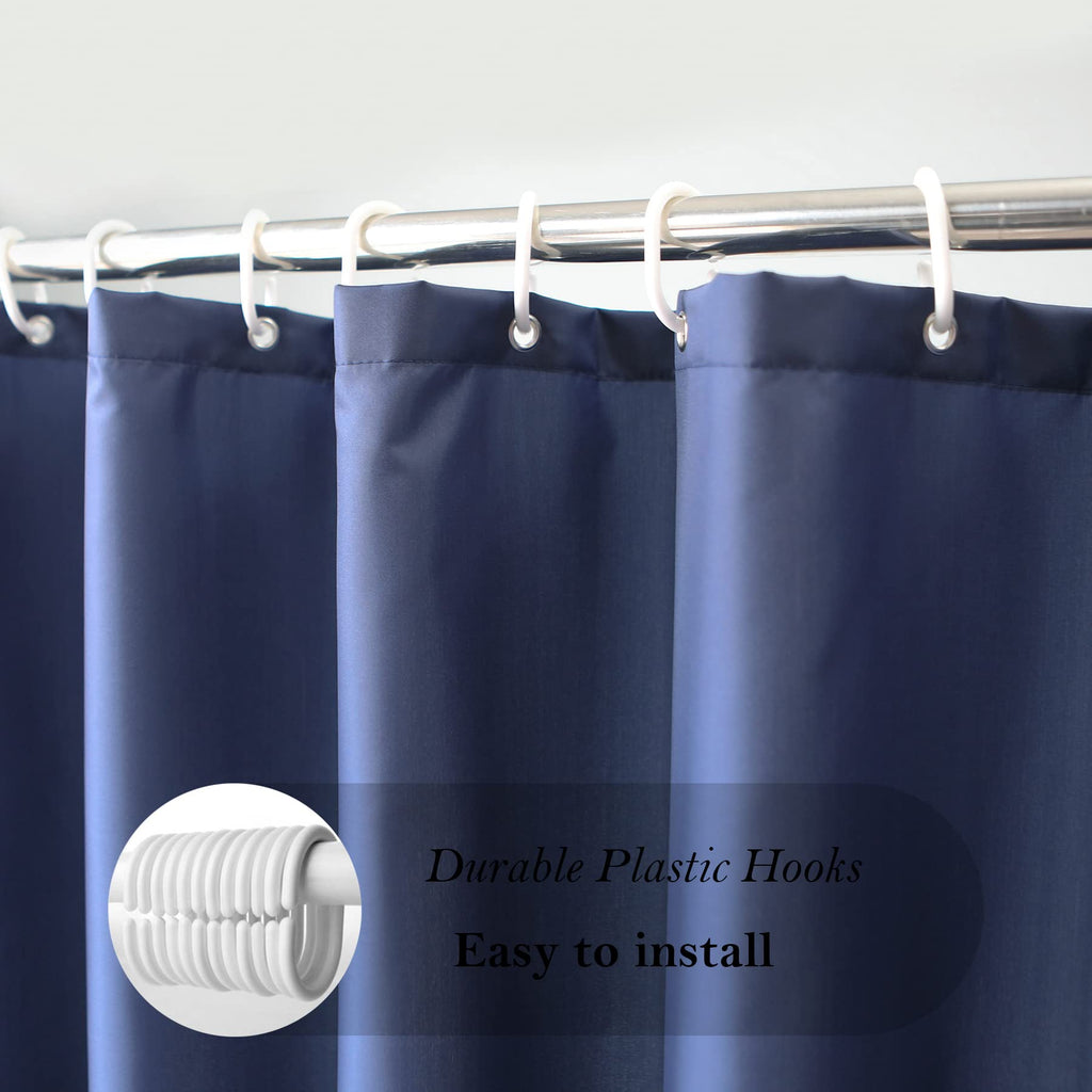 Aoohome Extra Long Shower Liner, Polyester Solid Color Shower Curtain With Hooks, Weighted Hem, Water Repellent, 72 Width X 84 H