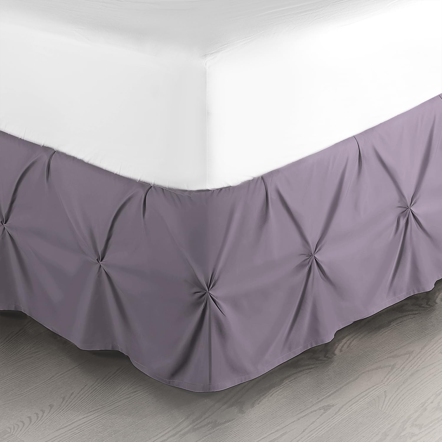 Nestl Grayish Purple Bed Skirt Cal King Size, Pinch Pleat Cal King Bed Skirt, 14' Inch Drop Cal King Bedskirt, Hotel Quality Bed Skirts, Microfiber Bedskirt For Cal King Bed, Grayish Purple Bed Skirt