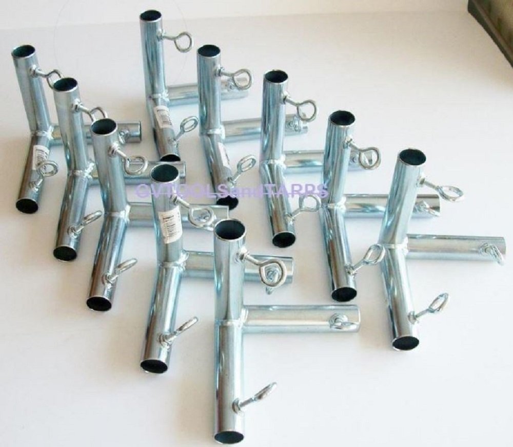 10Pcs 3 Way 1' Flat Corner Canopy Fitting Batting Cage Fitting (F3B) - Fits 1' Emt Pipe That Has An Outer Diameter Of 1 3/16'
