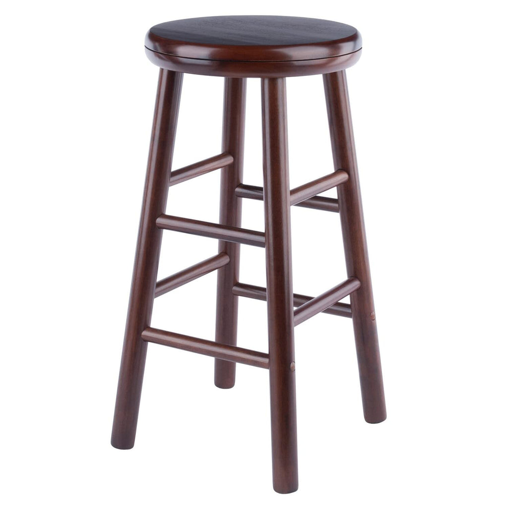 Winsome Shelby 2-Piece Swivel Counter Stools, 25 in, Walnut, Solid Wood