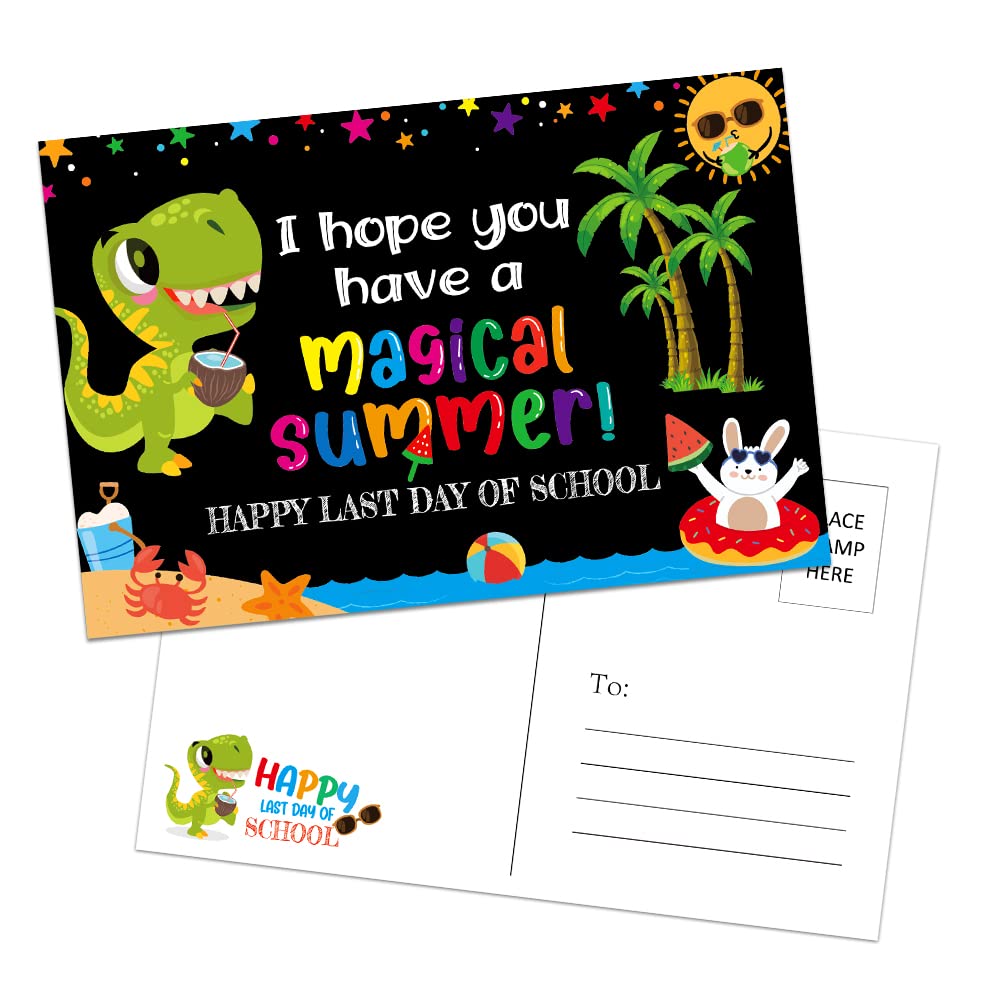 Waahome 36Pcs Happy Last Day Of School Postcards For Kids Students From Teacher, 4'X6' Magical Summer Postcards For Kindergart