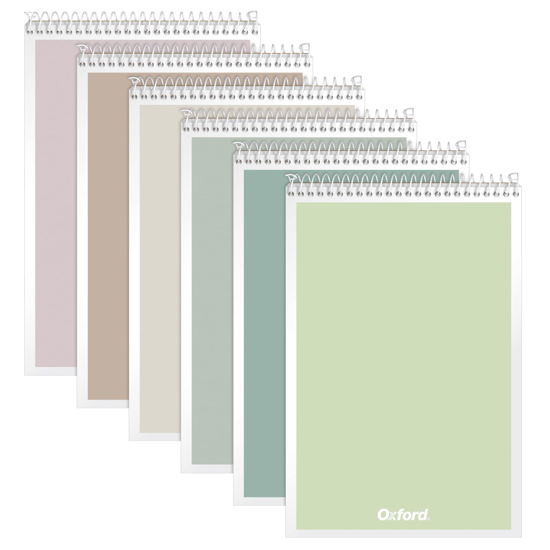 Oxford Steno Spiral Notebooks, Top Bound Steno Pads, 6X9 Inches, Gregg Ruled For Lists, White Paper, Asst. Neutral Covers, 80 Sh