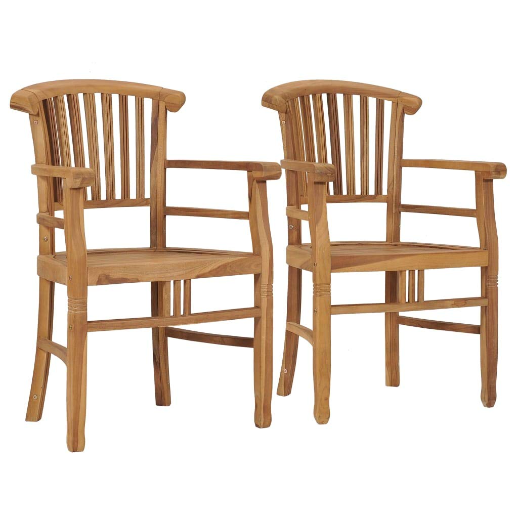 vidaXL 2X Solid Teak Wood Patio Chairs Poolside Balcony Backyard Terrace Garden Home Decor Lounge Seating Dining Chair Furniture