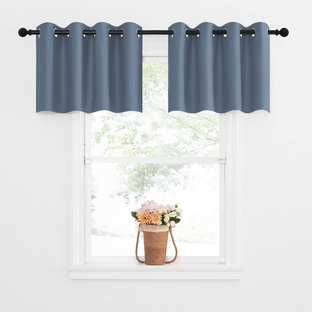 Nicetown Kitchen Tiers Valances For Small Windows,Stone Blue Small Curtains For Bathroom Blackout Thermal Insulating Curtain For Bedroom Thanksgiving Gift With Gromemt(52 By 18 Inches,2 Panels)