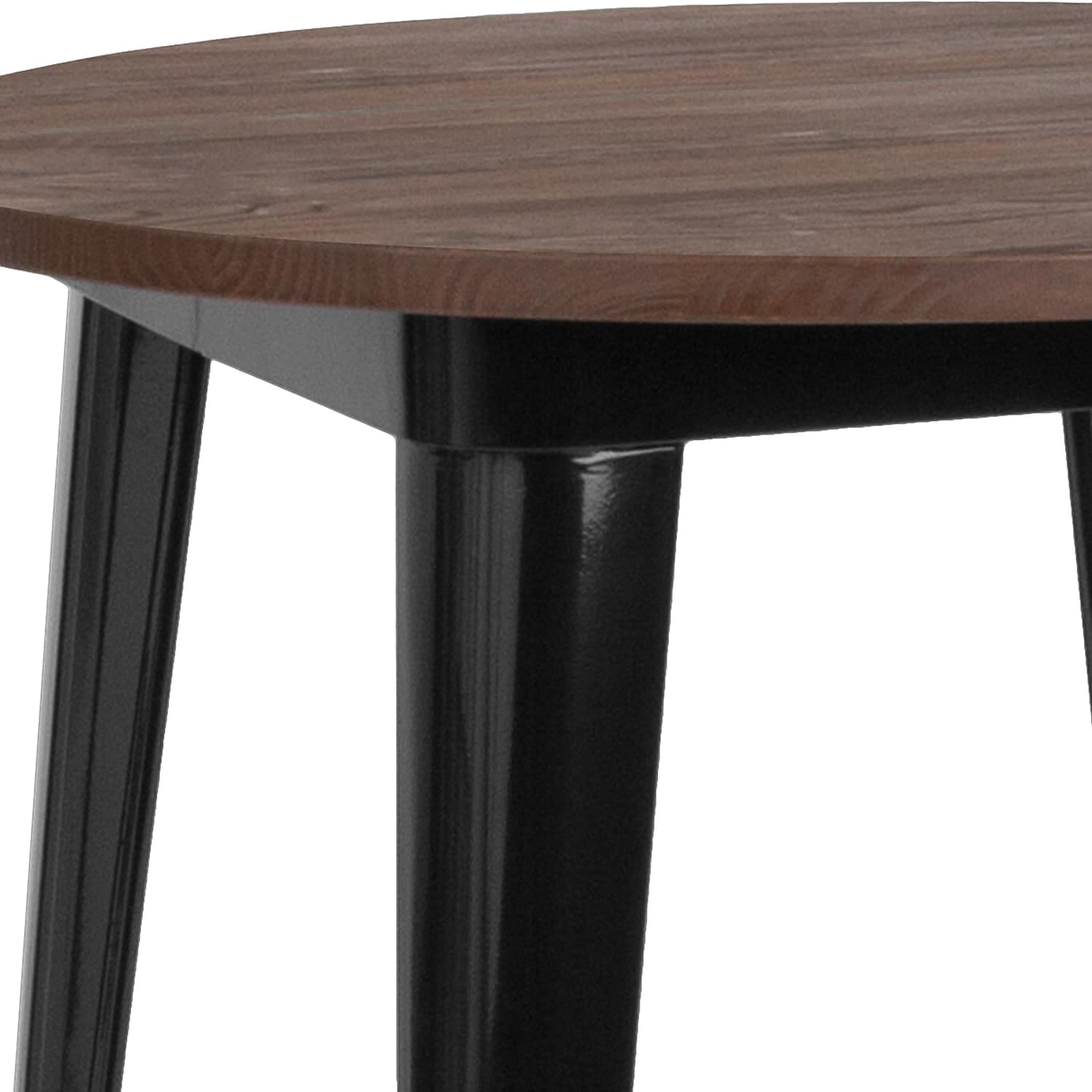 Flash Furniture Philip 30&quot; Round Black Metal Indoor Bar Height Table With Walnut Rustic Wood Top