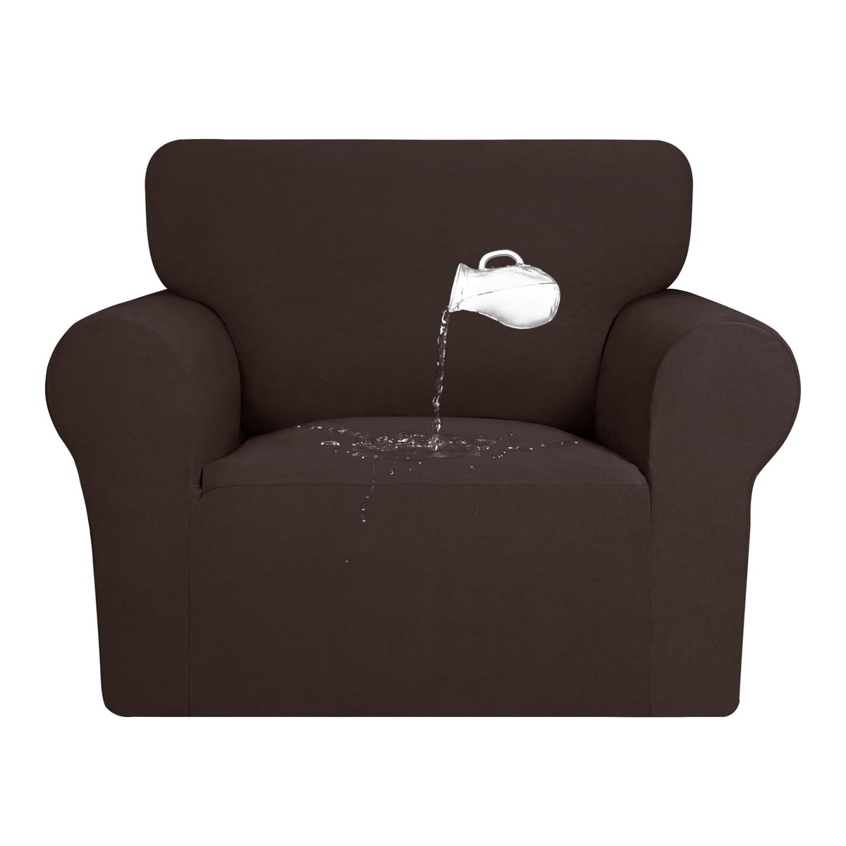 Purefit 100% Dual Waterproof Couch Cover Slipcovers For Couches And Sofas - Stretch Non Slip Fleece Sofa Covers Washable, Leakproof Furniture Protector For Kids, Pets, Dog (Chair, Chocolate)