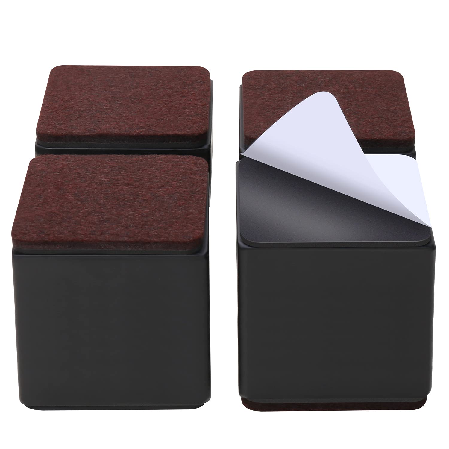 Ezprotekt 3 Inch Bed And Furniture Risers, Heavy Duty Square Sofa Tables Couch Chair Risers, Width 2.4'-Adds 3' Height, Suppor