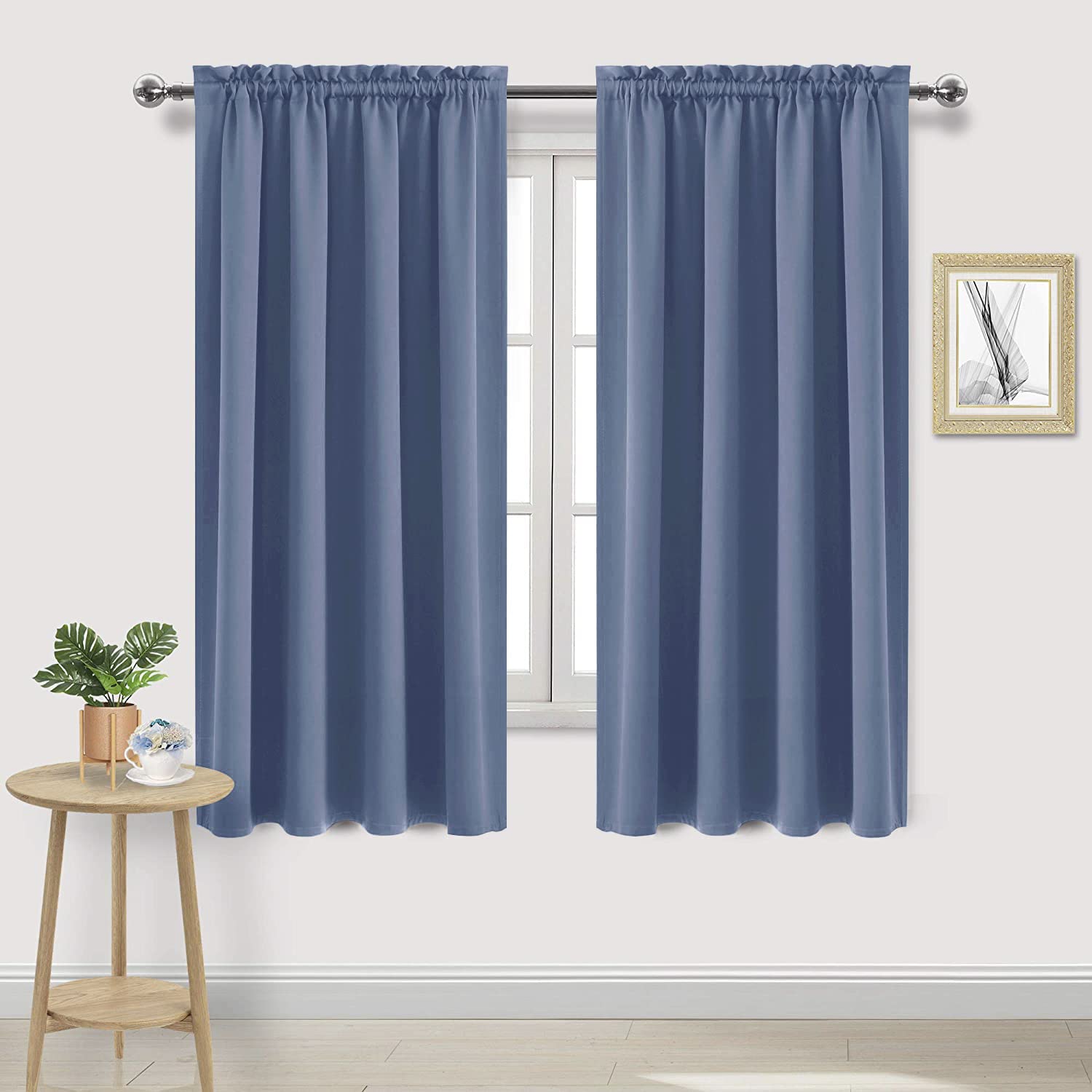 Dwcn Blackout Curtains - Thermal Insulated, Energy Saving & Noise Reducing Bedroom And Living Room Curtains, Dusty Blue, W 52X L