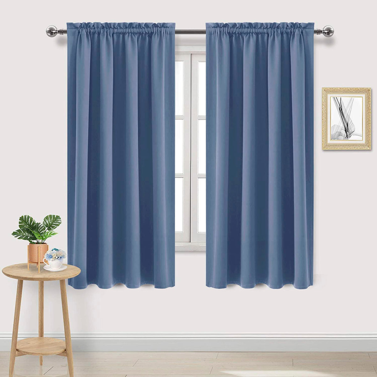 Dwcn Blackout Curtains - Thermal Insulated, Energy Saving & Noise Reducing Bedroom And Living Room Curtains, Dusty Blue, W 52X L