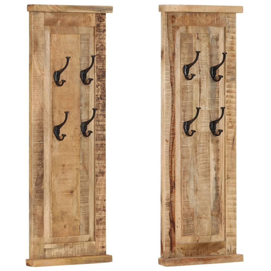 vidaXL Coat Racks Freestanding Solid Mango Wood with Wrought Iron Hooks - Antique-Style Wooden Coat Organizer - 15&quot;x39.4&quot; Wall-Mounted for Bedroom Hallway