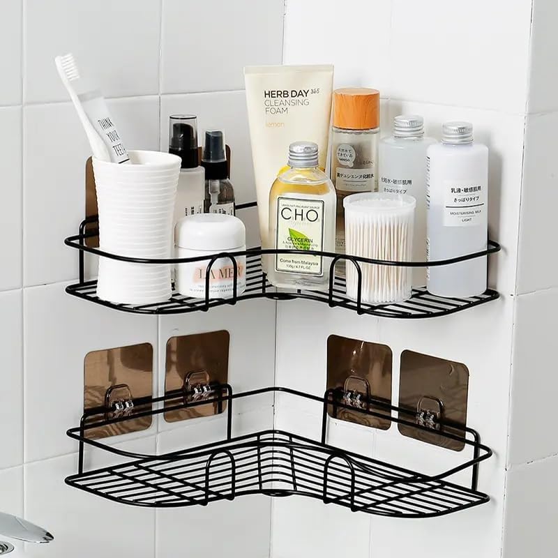 stusgo Bathroom Shelves | SpaceSaving Storage for Towels, Soap & Essentials | Bathroom Organiser Without Drill with SelfAdhesi
