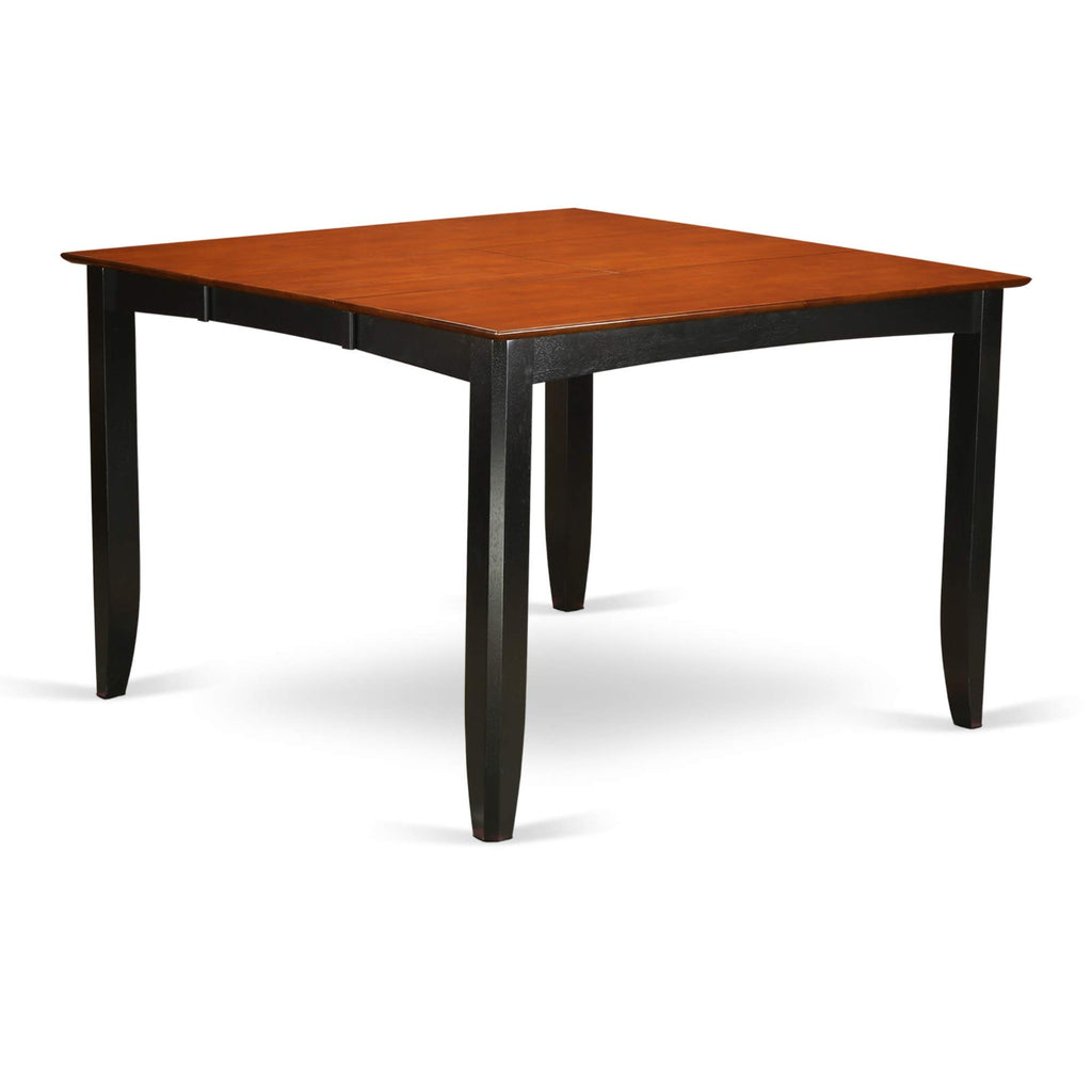 East West Furniture FAIR7-BLK-W Fairwind 7 Piece Kitchen Counter Height Set Consist of a Square Pub Table with Pedestal and 6 Dining Room Chairs, 54x54 Inch