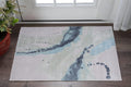2' X 3' Green Blue And Ivory Abstract Hand Tufted Area Rug