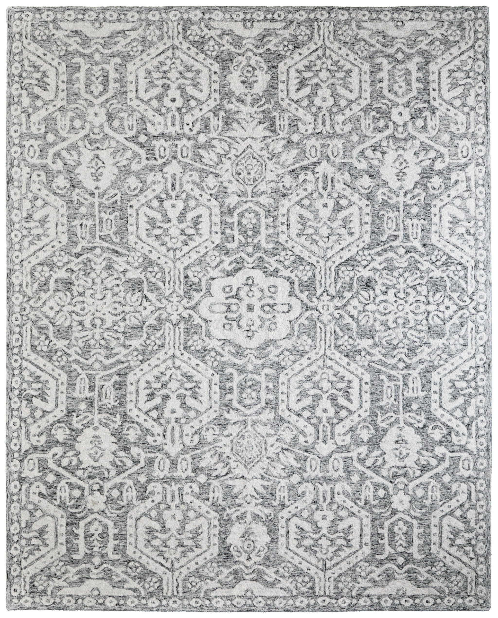 2' X 3' Gray And White Geometric Hand Tufted Area Rug