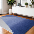 4' X 6' Blue And Gray Geometric Hand Tufted Area Rug