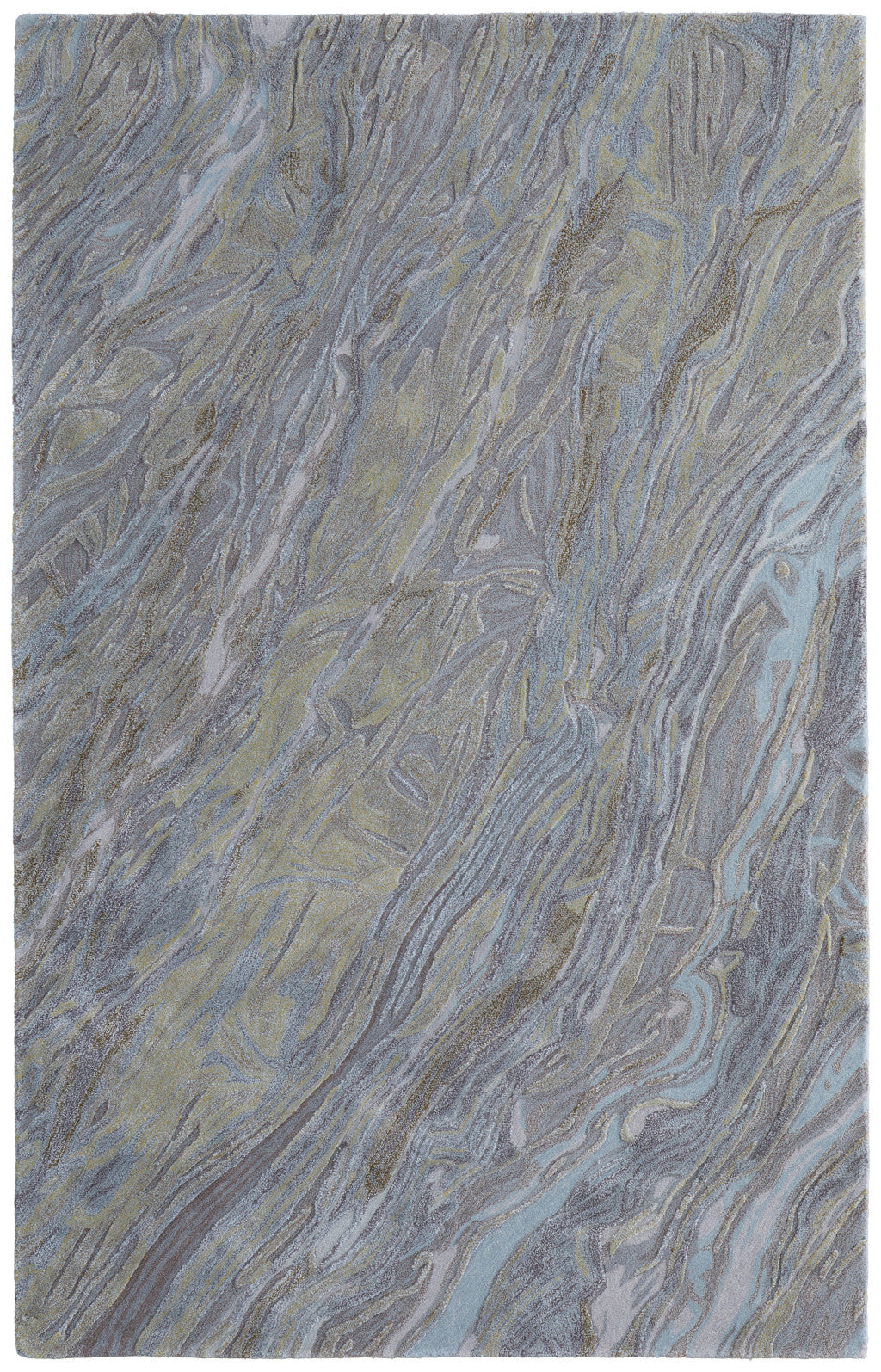 4' X 6' Blue Green And Gray Abstract Hand Tufted Area Rug