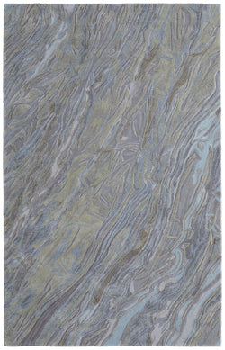 4' X 6' Blue Green And Gray Abstract Hand Tufted Area Rug