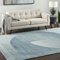 5' X 8' Blue And White Geometric Hand Tufted Area Rug