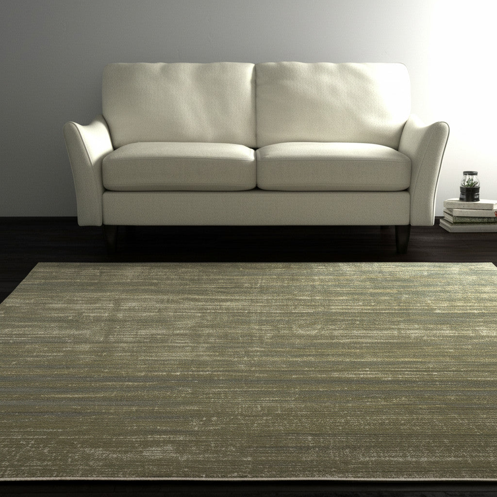 5' X 8' Green And Tan Area Rug