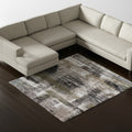 7' X 10' Gray Taupe And Ivory Abstract Distressed Area Rug
